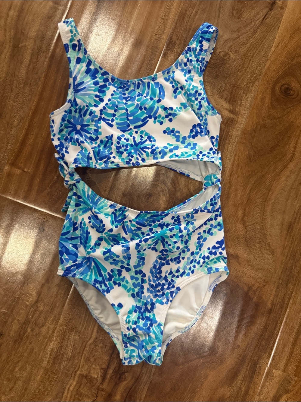 Lilly Pulitzer Blue & White Cutout One-Piece Swimsuit size 4
